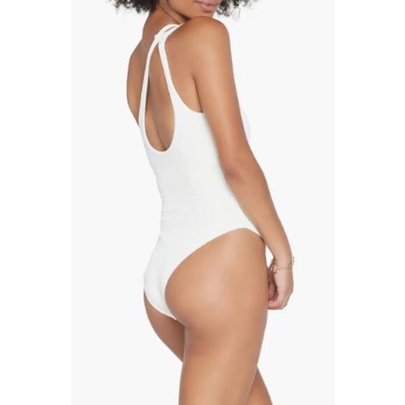 L*Space Cream Phoebe Classic One-Shoulder Rib One-Piece Swimsuit NWOT Size 8 - Picture 2 of 9